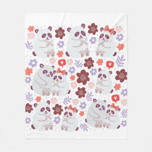 Viereckiges Poster mit niedlichen Pandas Paare in Fleecedecke