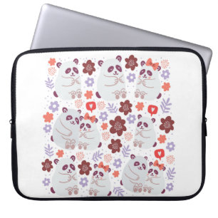 Viereckiges Poster mit niedlichen Pandas Paare in Laptopschutzhülle