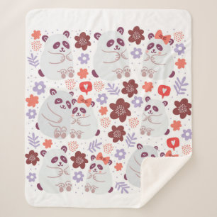 Viereckiges Poster mit niedlichen Pandas Paare in  Sherpadecke