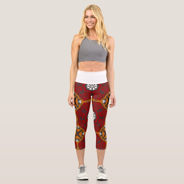 Vierer Band Kaleidoskop Art Capri Leggings (Vorderseite)