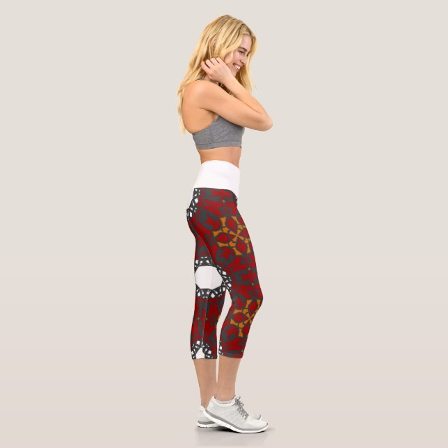 Vierer Band Kaleidoskop Art Capri Leggings (Rechts)