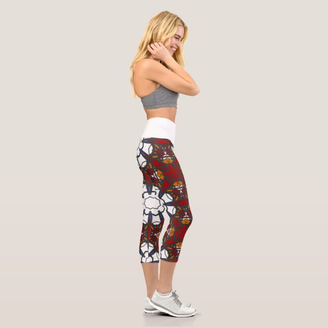 Vierer Band Kaleidoskop Art Zwölf Capri Leggings (Rechts)