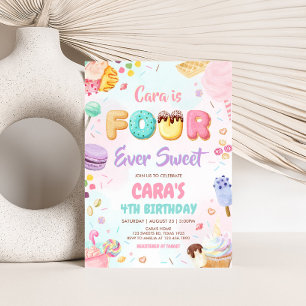 Vierer-mal-Sweet-Geburtstagsparty Einladung