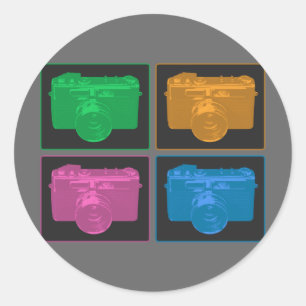 Vierer-Pop-Kunstkameras Runder Aufkleber