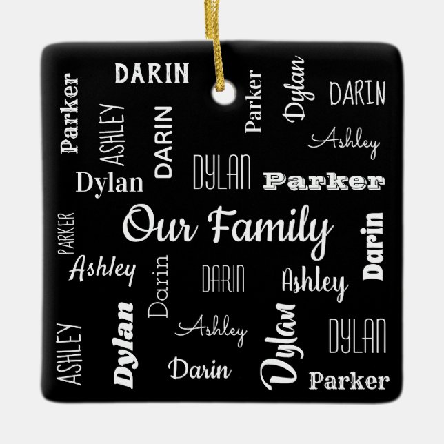 Viererfamilie in Coolen Schriftart Keramikornament (Vorderseite)