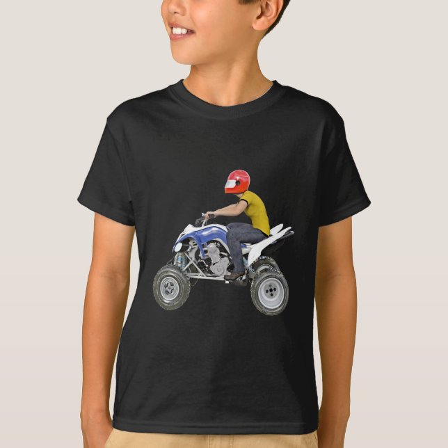 Viererkabel-Fahrrad ATV im Seitenprofil-Reiten mit T-Shirt (Vorderseite)
