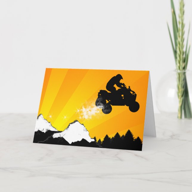 Viererkabel. orange Sonnenuntergang Feiertagskarte (Vorderseite)