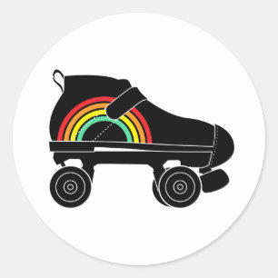 Viererkabelrollen-Skateregenbogen Runder Aufkleber