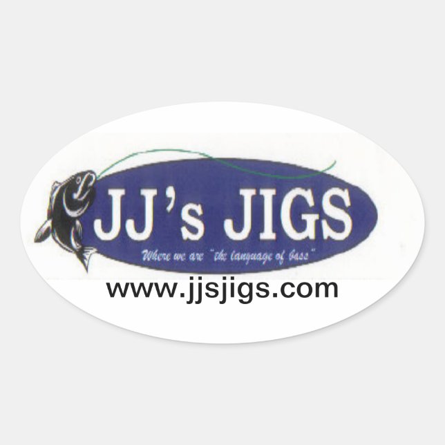 Viererpack von JJ's Jigs Ovaler Aufkleber (Vorderseite)