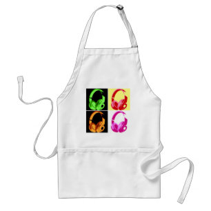 Vierfarbige Kopfhörer Pop Art Head Telefon Schürze