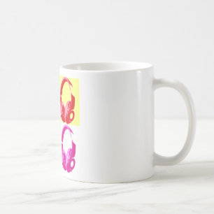 Vierfarbige Kopfhörer Pop Art Head Telefon Tasse