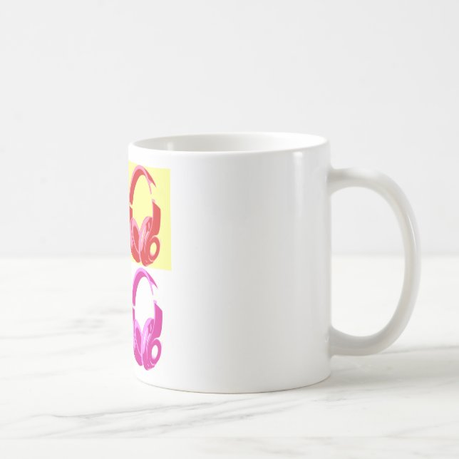 Vierfarbige Kopfhörer Pop Art Head Telefon Tasse (Rechts)