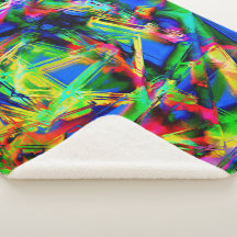 Vierfarbige Quadrate, grüne farbige Pinselstriche