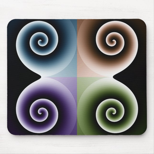 Vierfarbige Spiralkunst Abstrakt Mousepad (Vorne)