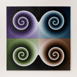 Vierfarbige Spiralkunst Abstrakt Puzzle