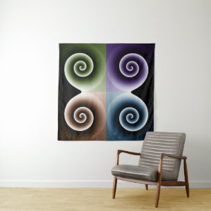 Vierfarbige Spiralkunst Abstrakt Wandteppich