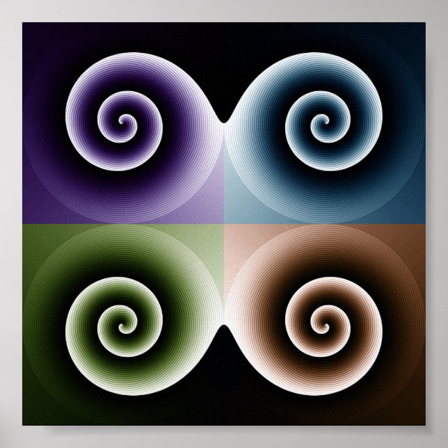 Vierfarbige Spiralkunst Poster (Vorne)