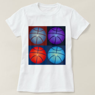 Vierfarbiger Pop Art Basketball T-Shirt