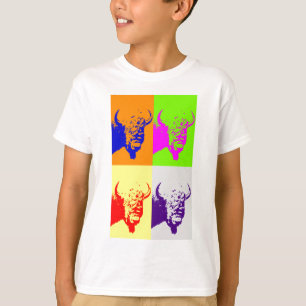 Vierfarbiger Pop Art Buffalo Bison T-Shirt