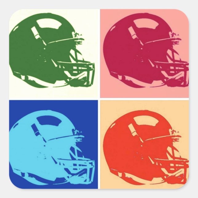 Vierfarbiger Pop Art Football Helm Aufkleber (Vorderseite)