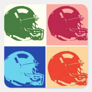 Vierfarbiger Pop Art Football Helm Aufkleber