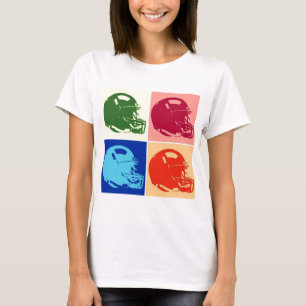 Vierfarbiger Pop Art Football Helm T-Shirt