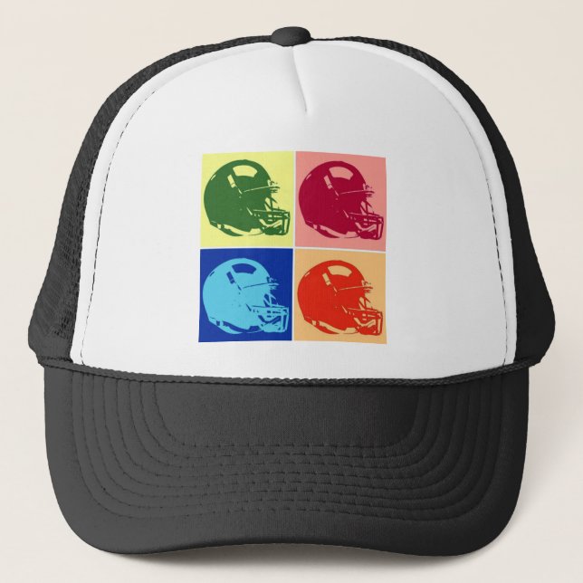 Vierfarbiger Pop Art Football Helm Truckerkappe (Vorderseite)