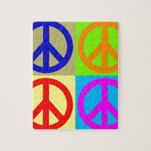 Vierfarbiger Pop Art Peace Sign Puzzle