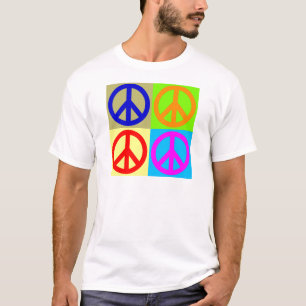 Vierfarbiger Pop Art Peace Sign T-Shirt
