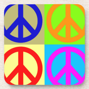 Vierfarbiger Pop Art Peace Sign Untersetzer