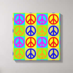 Vierfarbiger Pop Art Peace Sign Wrapper Canvas Leinwanddruck