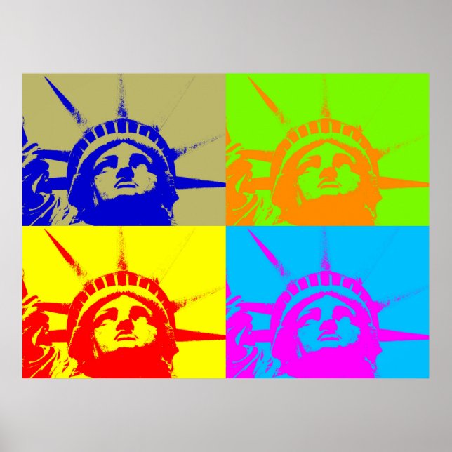 Vierfarbiger Pop Kunststatue of Liberty Poster (Vorne)