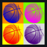 Vierfarbiges Pop Art Basketball Retrostil Poster<br><div class="desc">Pop im klassischen Stil Art Sport Poster</div>
