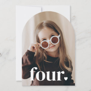 Vierherziges Foto 4. Geburtstag Einladung