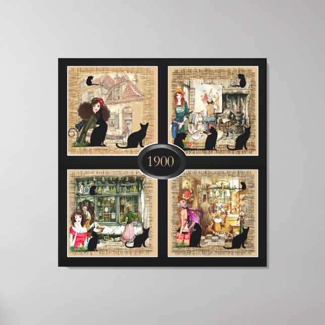 Viermal Anton Pieck Leinwanddruck (Vorderseite)