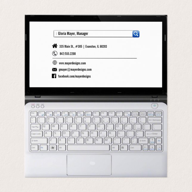 vierseitig gefalteter Laptop-Bildschirm Visitenkarten (Innenseite Aufgefaltet)