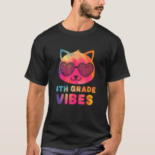 Vierte 4h-Klasse Vibes Bunte Katze Kätzchen Mädche T-Shirt