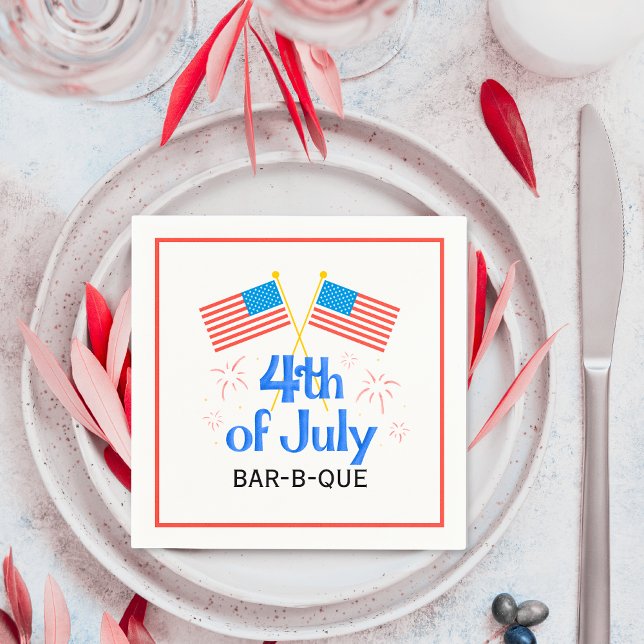 Vierte amerikanische Flagge Feuerwerk Juli Serviette (July Fourth American Flag Fireworks Napkins)