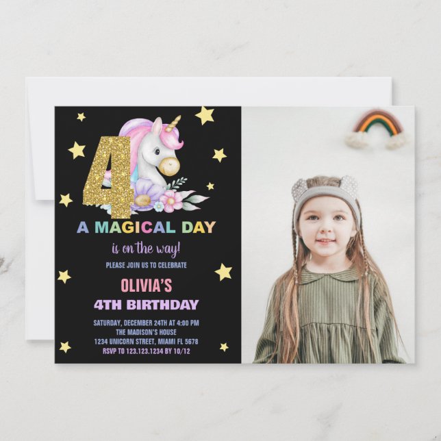 Vierte Blumenschlucht Geburtstagsfeier Einladung m (Vorderseite)