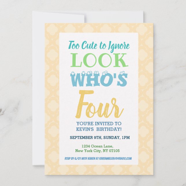 Vierte Geburtstagsfeier Einladung (Vorderseite)
