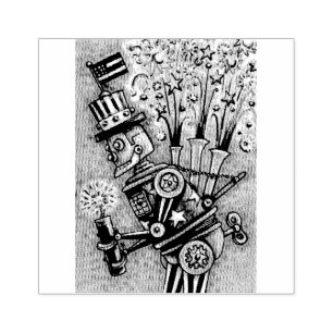 VIERTE JULI FIREWORKS ROBOT, URLAUB RUBBER BRIEFMA GUMMISTEMPEL