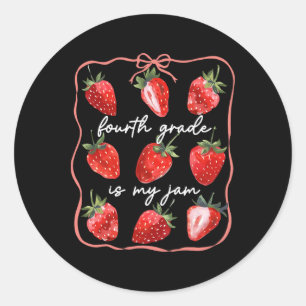 Vierte Klasse ist mein Jam Erdbeeren Coquette Zurü Runder Aufkleber