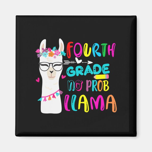Vierte Klasse kein Prob Llama Lehrer Student zurüc Magnet (Vorne)