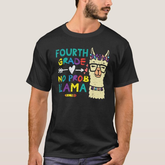 Vierte Klasse Kein Problem Lama  4. erster Schulta T-Shirt (Vorderseite)