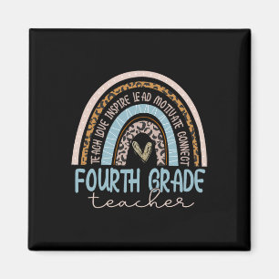 Vierte Klasse Lehrer Leopard Boho Rainbow zurück Magnet