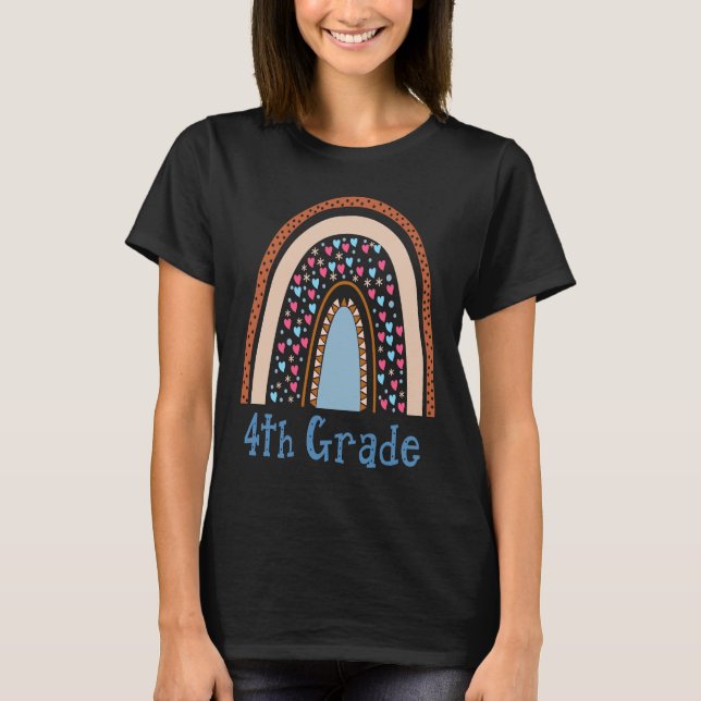 Vierte Klasse Lehrer Schüler Rainbow Back Sch T-Shirt (Vorderseite)