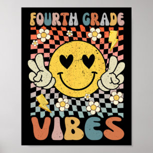 Vierte Klasse Vibes 4. Klasse Retro Lehrer 1. Tag Poster