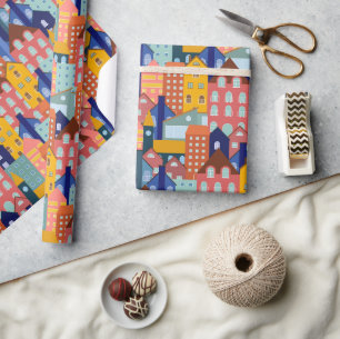 Viertel Block Stadt Häuser Muster Geschenkpapier