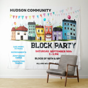 Viertel-Blockparty-Banner-Hintergrund Wandteppich
