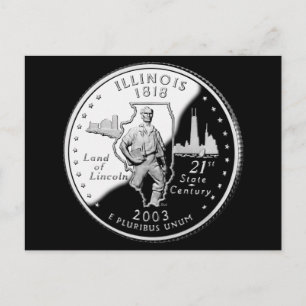 Vierteldollarmünze Illinois Rückseite Faux Postkarte